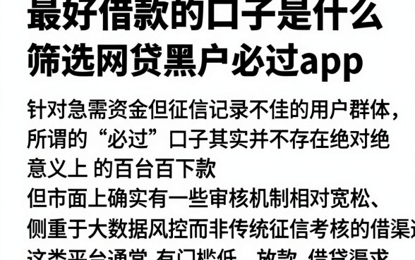 最好借款的口子是什么,筛选五个网贷黑户必过app