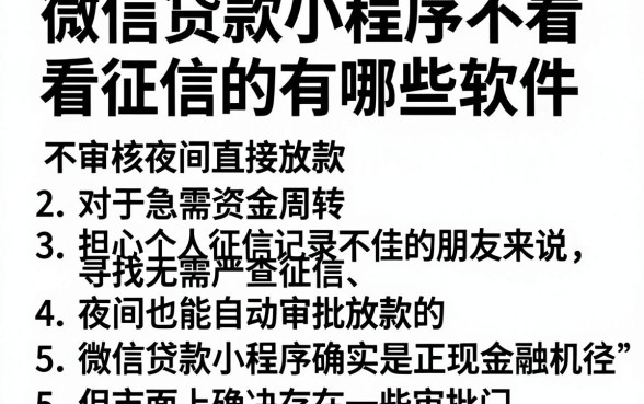 微信贷款小程序不看征信的有哪些软件,详尽说明5个不审核夜间直接放款的网贷平台