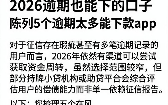 2026逾期也能下的口子,陈列5个逾期太多能下款app