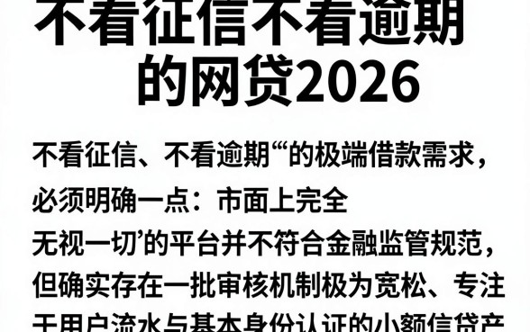不看征信不看逾期的网贷2026,枚举5个无视一切是人就下款的app