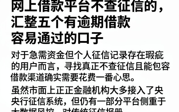 网上借款平台不查征信的,汇整五个有逾期借款容易通过的口子