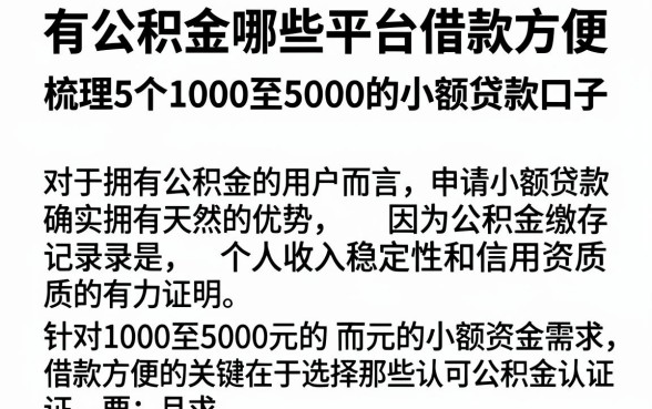有公积金哪些平台借款方便,梳理5个1000至5000的小额贷款口子