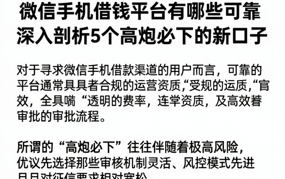 微信手机借钱平台有哪些可靠，深入剖析5个高炮必下的新口子