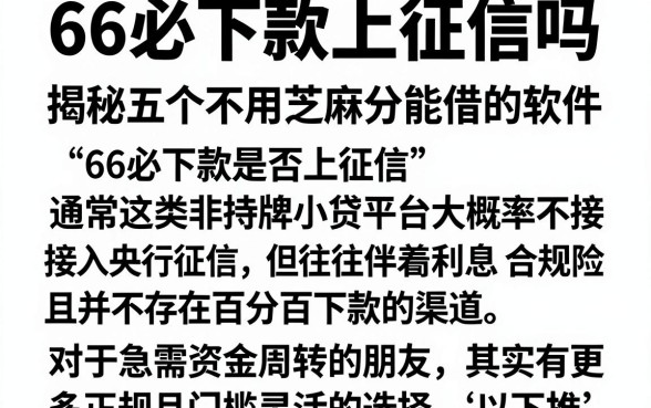 66必下款上征信吗，揭秘五个不用芝麻分能借的软件