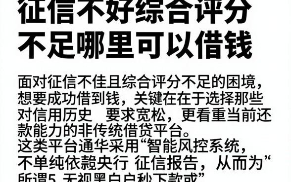 征信不好综合评分不足哪里可以借钱,精选5个无视黑白户秒下款app
