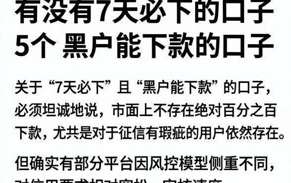 有没有7天必下的口子,深入剖析5个黑户能下款的口子