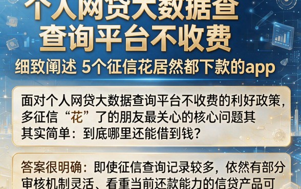 个人网贷大数据查询平台不收费,细致阐述5个征信花居然都下款的app