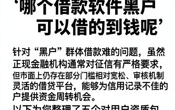 哪个借款软件黑户可以借的到钱呢，整合5个黑户可以借款的网贷app