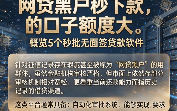 网贷黑户秒下款的口子额度大，概览5个秒批无面签贷款软件