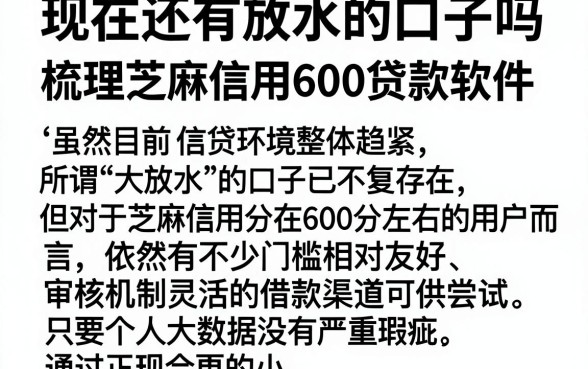 现在还有放水的口子吗,梳理5个芝麻信用600贷款软件