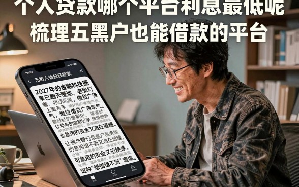 个人贷款哪个平台利息最低呢，梳理五个黑户也能借款的平台