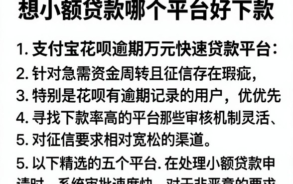 想小额贷款哪个平台好下款，归纳五个支付宝花呗逾期万元快速贷款平台