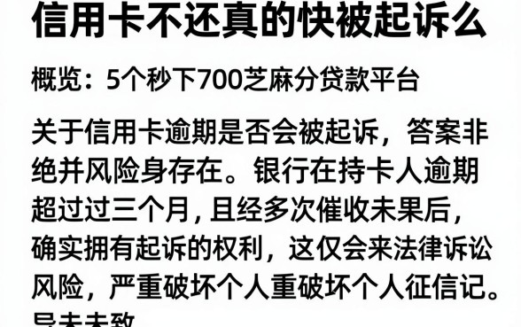 信用卡不还真的快被起诉么,概览5个秒下700芝麻分贷款平台