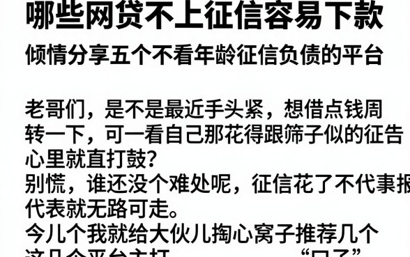 哪些网贷不上征信容易下款,倾情分享五个不看年龄征信负债的平台