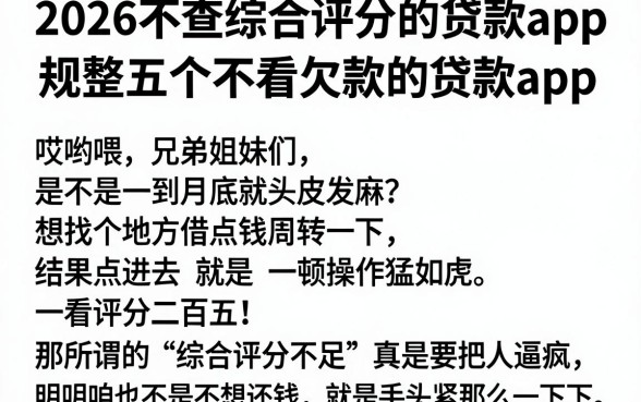 2026不查综合评分的贷款app,规整五个不看欠款的贷款app
