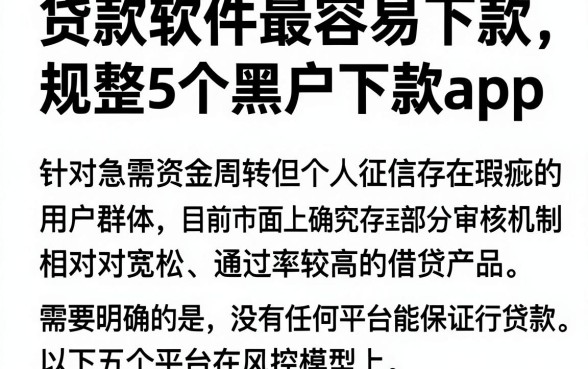 贷款软件最容易下款，规整5个黑户下款app