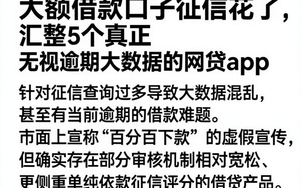 大额借款口子征信花了,汇整5个真正无视逾期大数据的网贷app