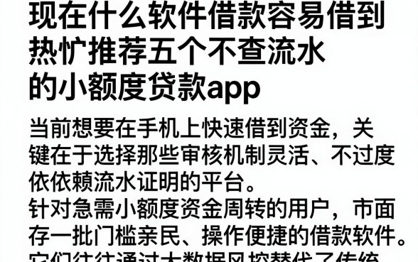 现在什么软件借款容易借到,热忱推荐五个不查流水的小额度贷款app