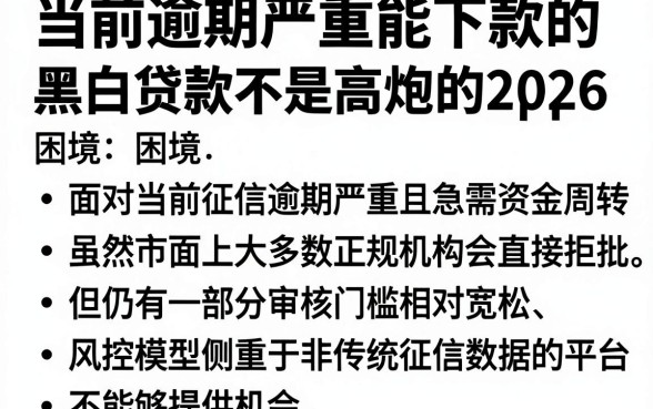 当前逾期严重能下款的平台2026,归纳五个黑白贷款不是高炮的app