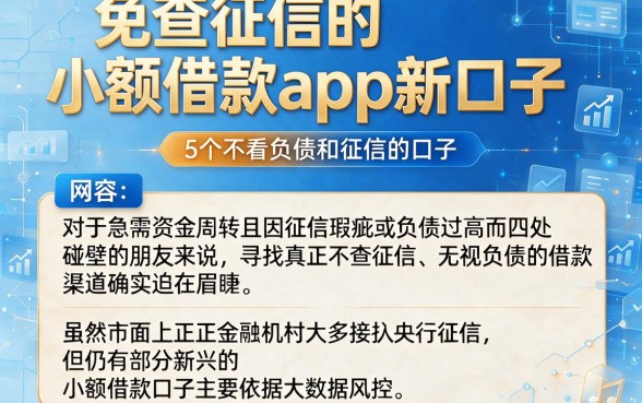 免查征信的小额借款app新口子,概括5个不看负债和征信的口子