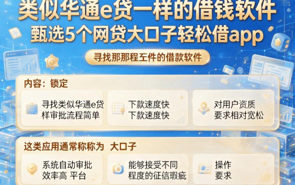 类似华通e贷一样的借钱软件,甄选5个网贷大口子轻松借app