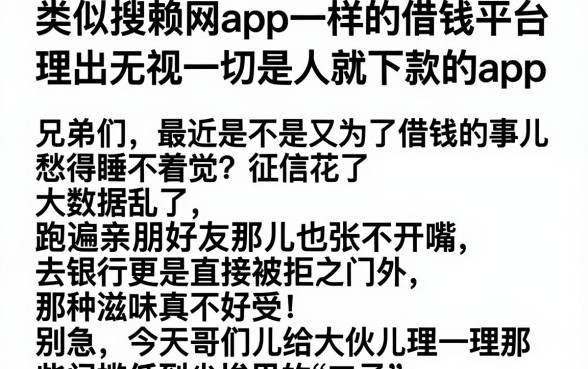 类似搜赖网app一样的借钱平台,理出5个无视一切是人就下款的app
