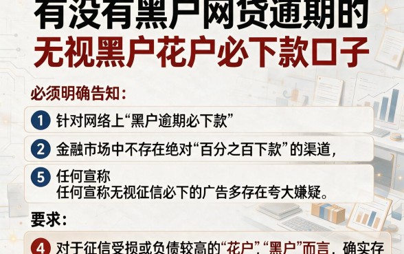 有没有黑户网贷逾期的,条列五个无视黑户花户必下款口子
