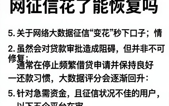 网征信花了能恢复吗,详细阐述5个无视征信黑白100%秒下口子