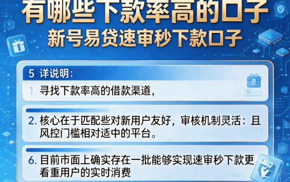 有哪些下款率高的口子,详尽说明5个新号易贷速审秒下款口子