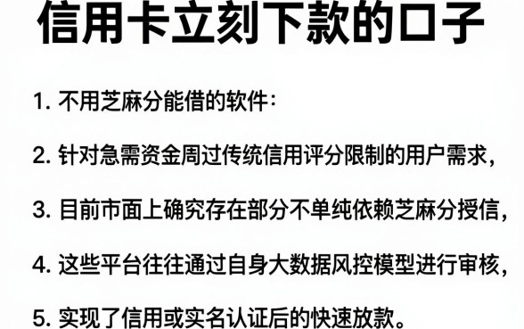 信用卡立刻下款的口子,梳理五个不用芝麻分能借的软件