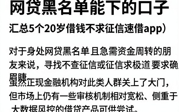网贷黑名单能下的口子，汇总5个20岁借钱不求征信速借app