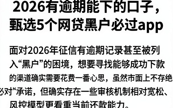 2026有逾期能下的口子，甄选5个网贷黑户必过app