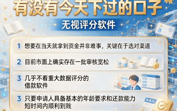 有没有今天下过的口子，详细阐述五个无视评分的贷款软件