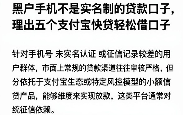 黑户手机不是实名制的贷款口子,理出五个支付宝快贷轻松借口子