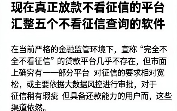 现在真正放款不看征信的平台，汇整五个不看征信查询的软件