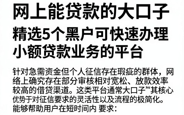 网上能贷款的大口子,精选5个黑户可快速办理小额贷款业务的平台