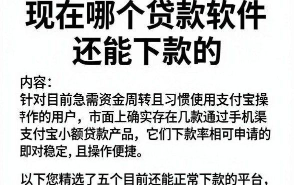 现在哪个贷款软件还能下款的,整合5个手机支付宝小额贷款的平台