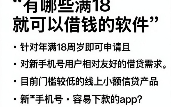 有哪些满18就可以借钱的软件,枚举5个新手机号容易下款的app
