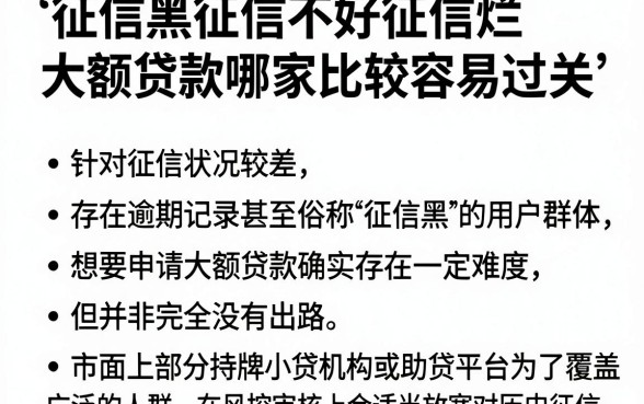 征信黑征信不好征信烂大额贷款哪家比较容易过关,罗列五个不看负债的网贷口子