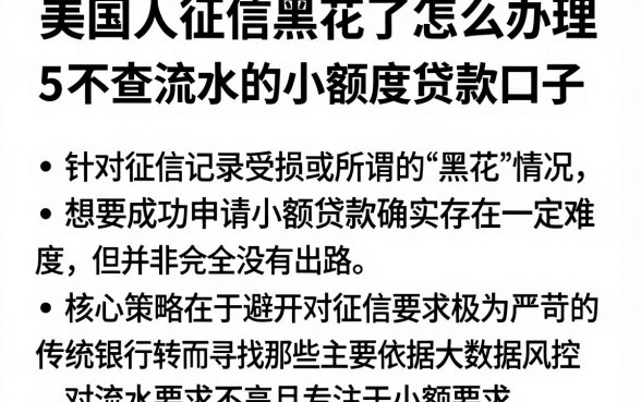 美国人征信黑花了怎么办理,概括5个不查流水的小额度贷款口子