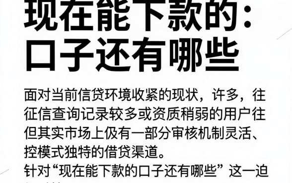 现在能下款的口子还有哪些,精选5个真正无视征信花的平台