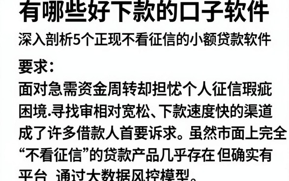 有哪些好下款的口子软件,深入剖析5个正规不看征信的小额贷款软件