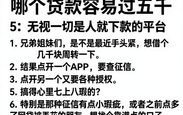 哪个贷款容易过五千，汇总5个无视一切是人就下款的平台