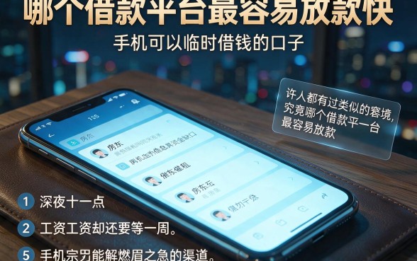 哪个借款平台最容易放款快,详细阐述5个手机可以临时借钱的口子