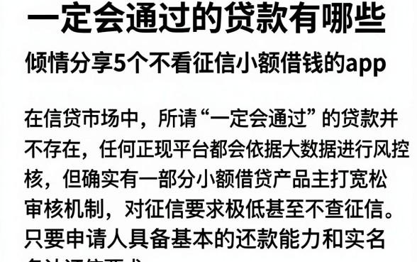 一定会通过的贷款有哪些,倾情分享5个不看征信小额借钱的app