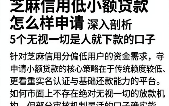 芝麻信用低小额贷款怎么样申请，深入剖析5个无视一切是人就下款的口子