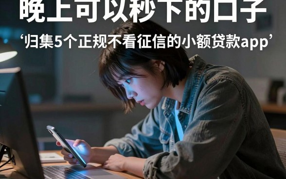 晚上可以秒下的口子,归集5个正规不看征信的小额贷款app