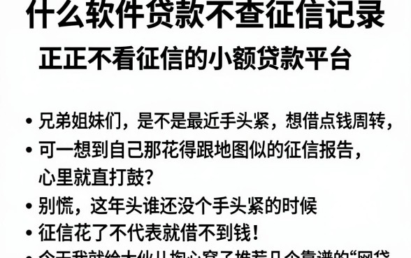 什么软件贷款不查征信记录,整合五个正规不看征信的小额贷款平台