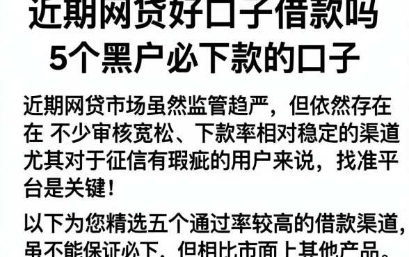 近期网贷好口子借款吗，整合5个黑户必下款的口子