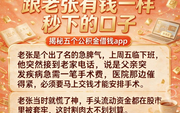 跟老张有钱一样秒下的口子，揭秘五个公积金借钱app
